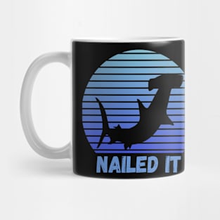 Nailed It, Funny Hammerhead Shark Blue Vintage Mug